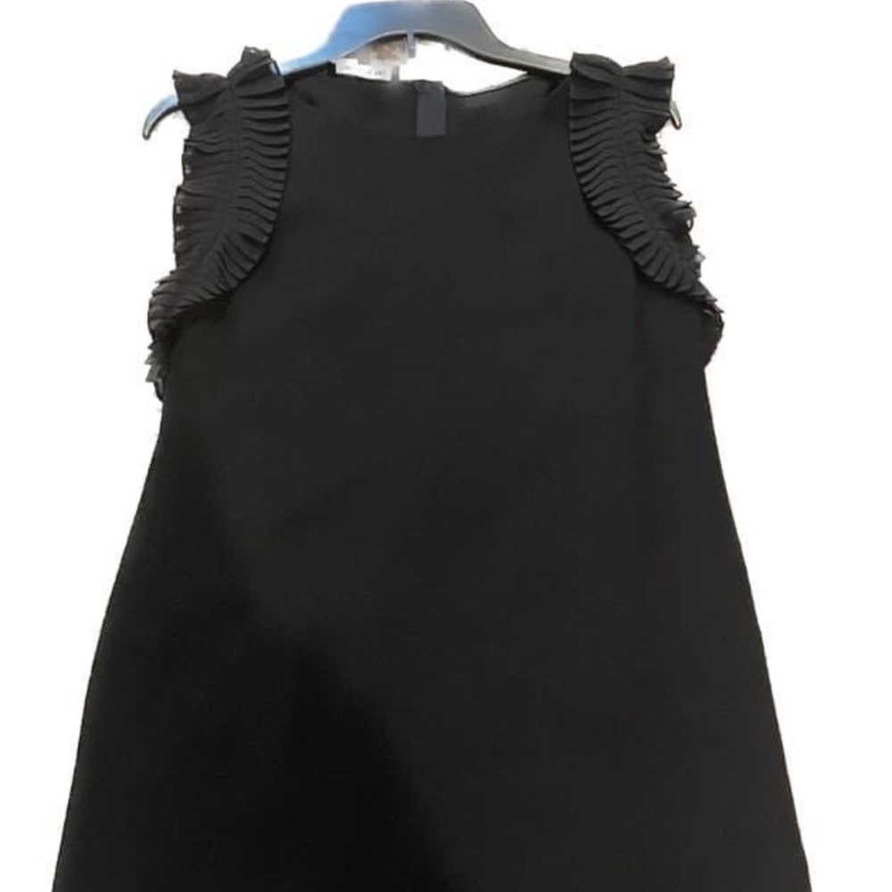 Lafayette 148 New York Black Bisley Ruffled Shirt Dress NWOT size small